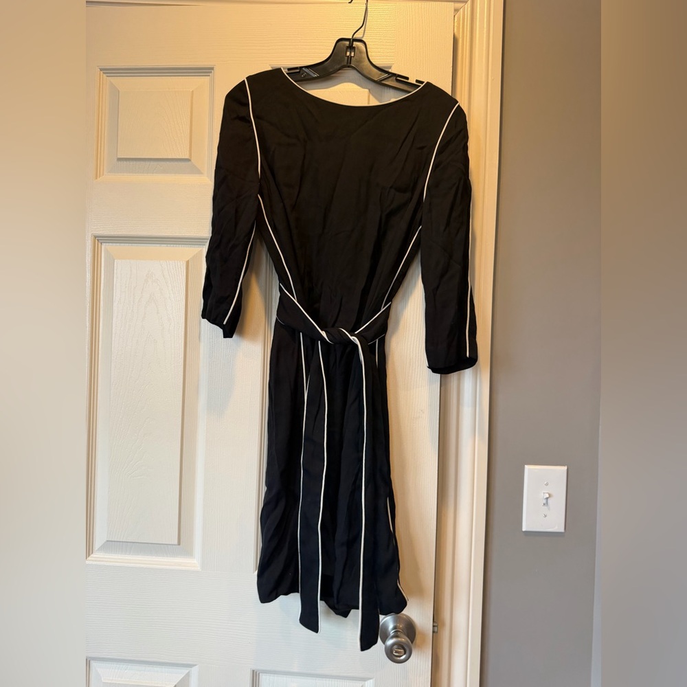 Boden Black & White Dress with Tie Waist